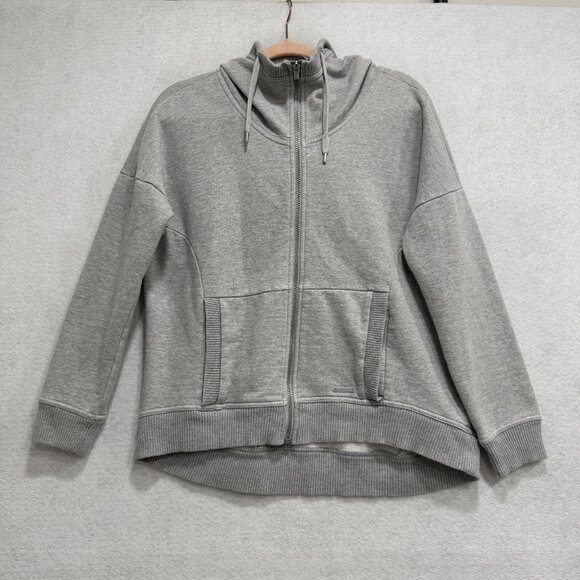 Athleta Jackets & Blazers - Athleta Hoodie Sweatshirt Womens Medium Gray Full Zip Hooded Jacket Cotton